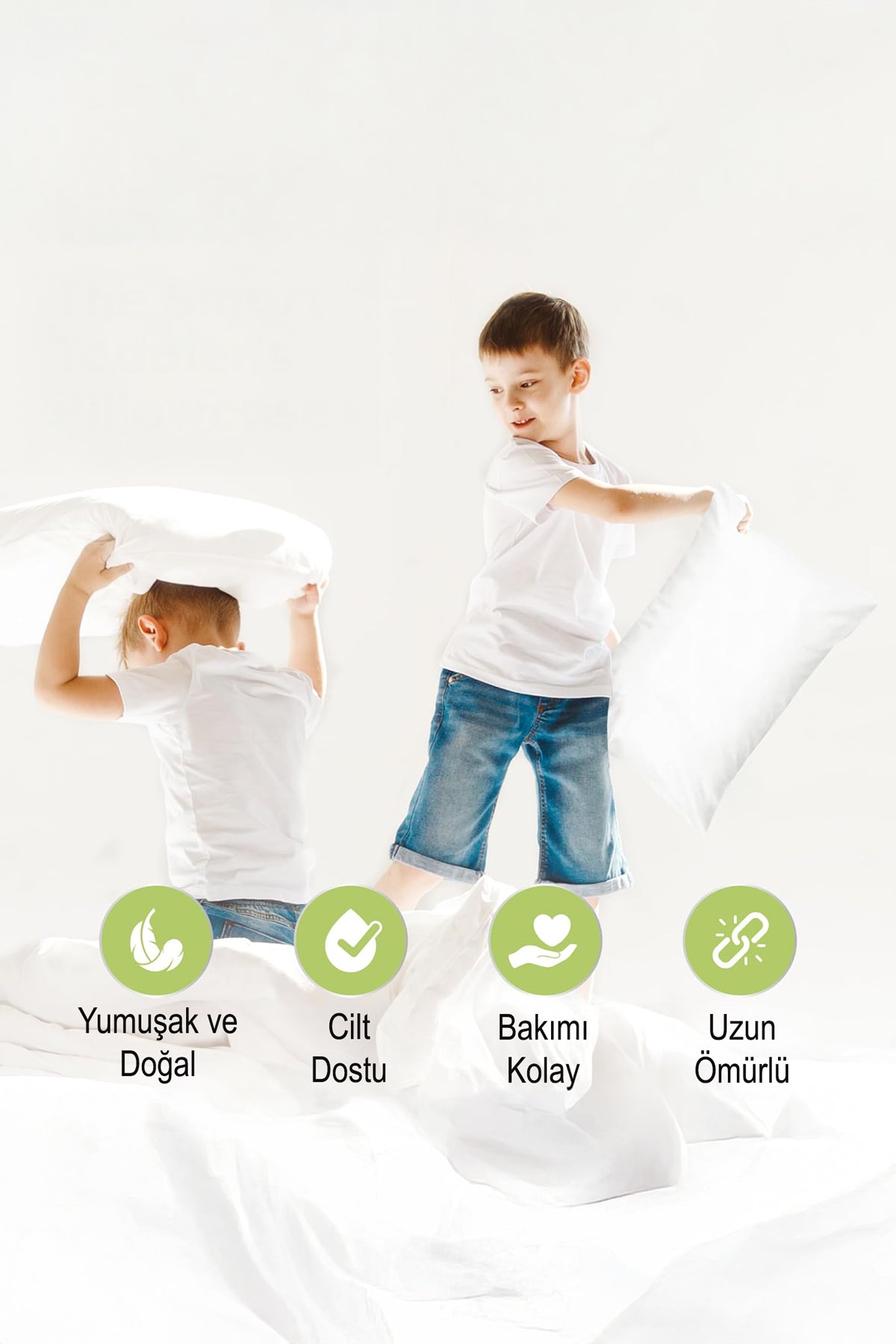 %100 Pamuklu Sıvı Geçirmez Bebek Yastığı Antialerjik 35x45 cm