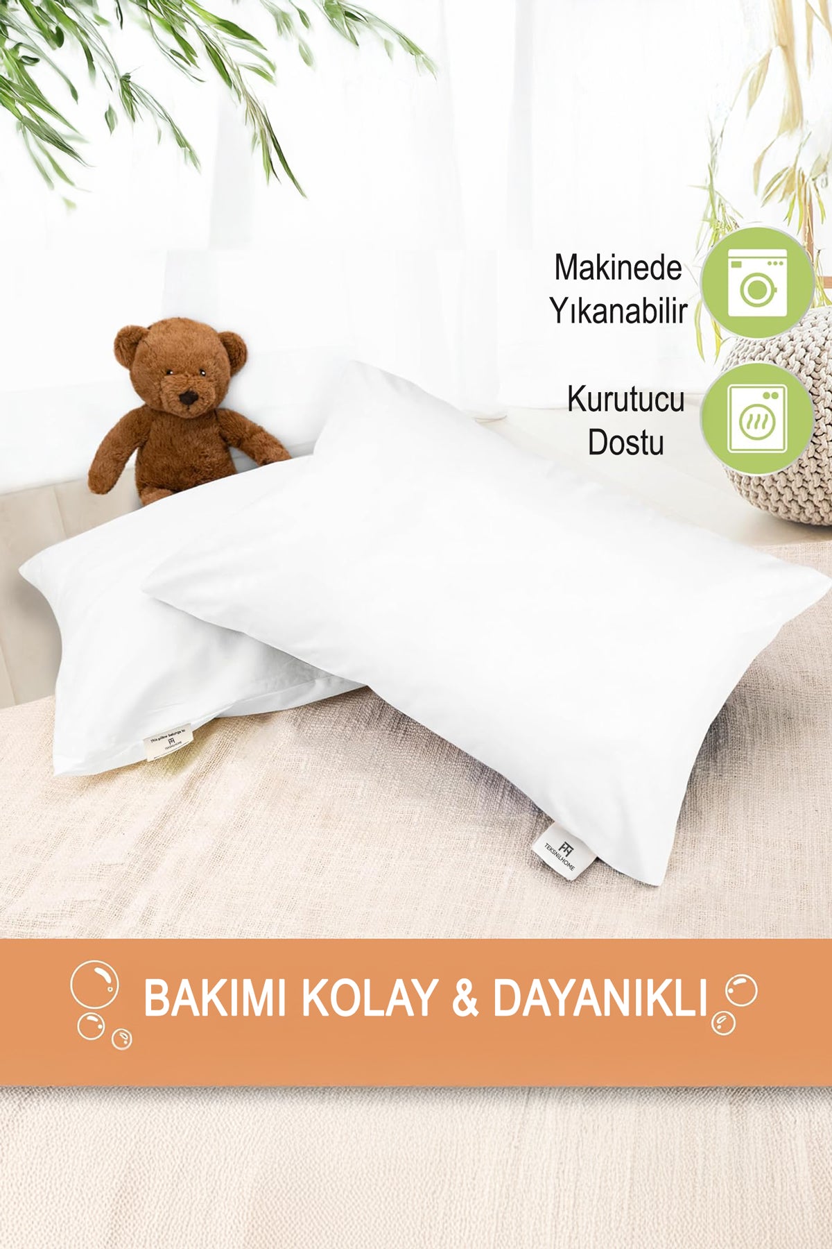 %100 Pamuklu Sıvı Geçirmez Bebek Yastığı Antialerjik 35x45 cm