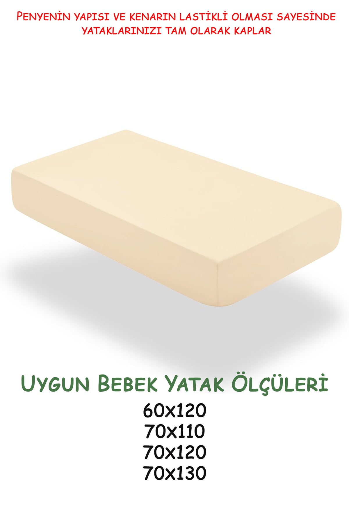 %100 Pamuk Penye Bebek Lastikli Çarşaf, Anne Yanı Çarşafı, Kreş Bebek Yatağı Çarşafı