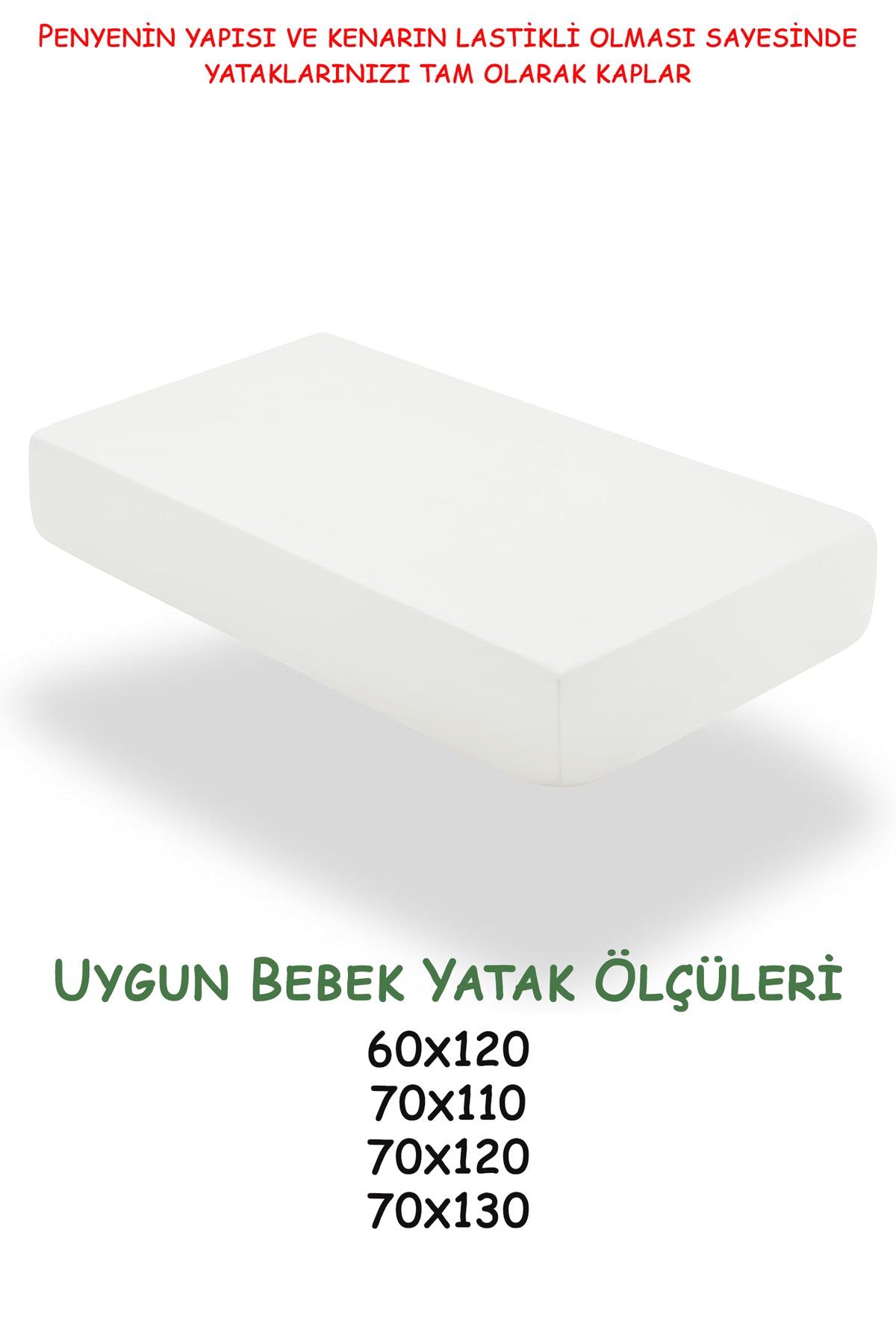 %100 Pamuk Penye Bebek Lastikli Çarşaf, Anne Yanı Çarşafı, Kreş Bebek Yatağı Çarşafı