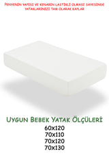 %100 Pamuk Penye Bebek Lastikli Çarşaf, Anne Yanı Çarşafı, Kreş Bebek Yatağı Çarşafı